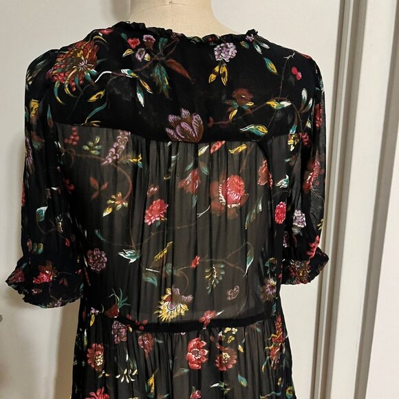 ANTHROPOLOGIE Salzburg Sheer Floral Boho Tunic Blouse Size Small - Picture 6 of 8